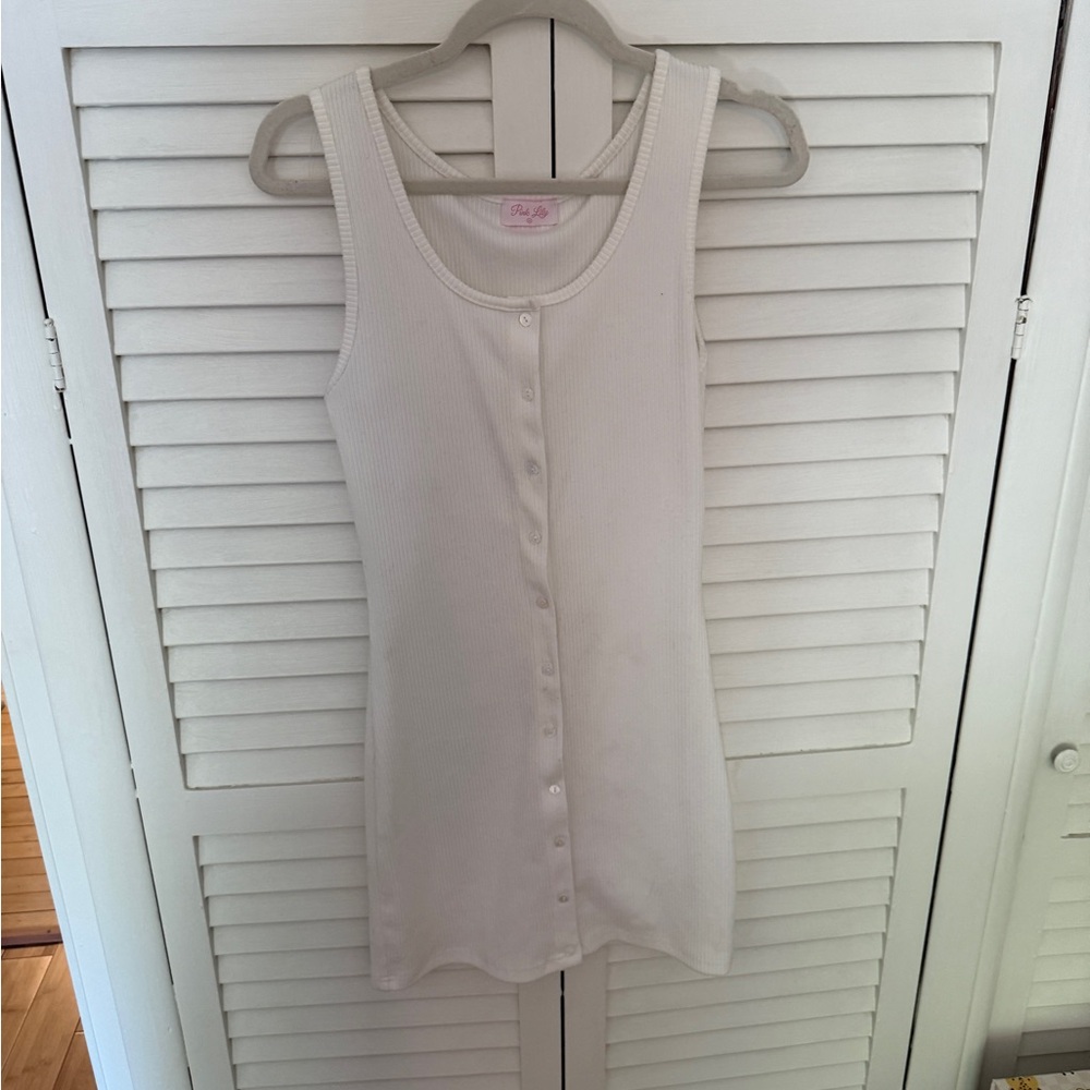 Pink Lily Tan Cream Fitted Sleeveless Tank Top
